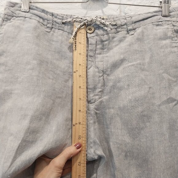 Zara 100% Linen Pants Mens M 32 x 27 Gray Light Blue Drawstring Casual Pull On. - Picture 12 of 12